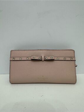 kate spade Blush Pink Crystal-Stud Bow Leather Wallet